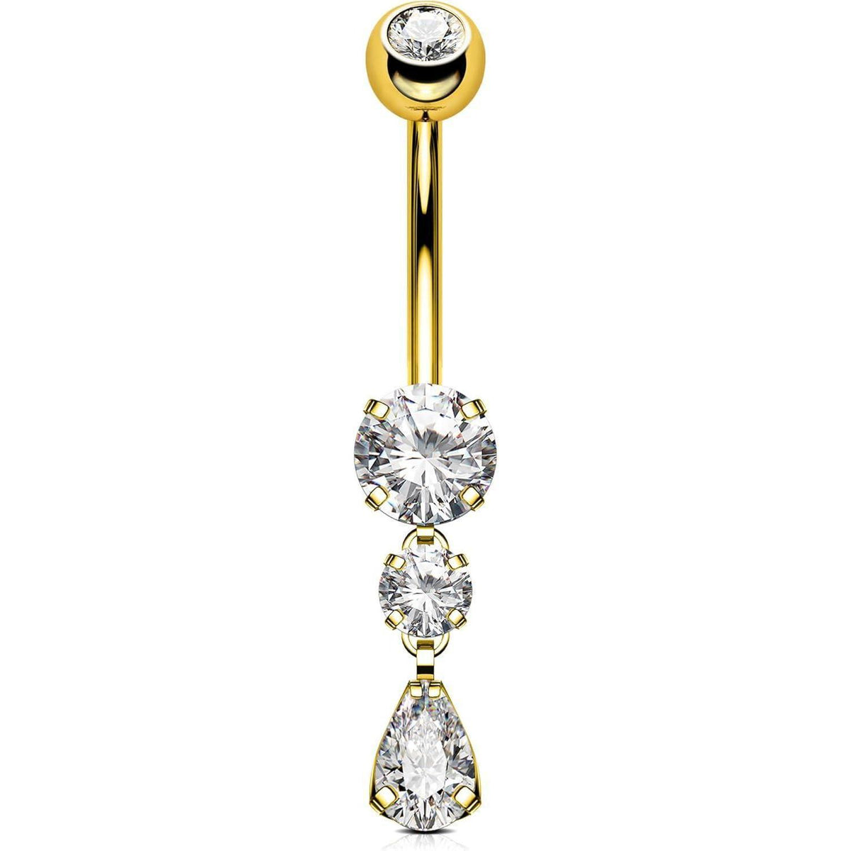Bauchnabelpiercing Titan mit Zirkonia Tropfen Gold 14G