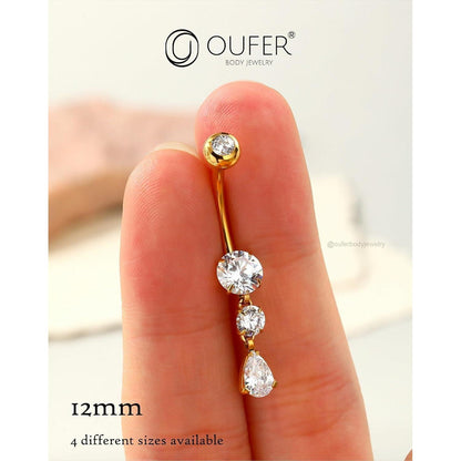 Bauchnabelpiercing Titan mit Zirkonia Tropfen Gold 14G