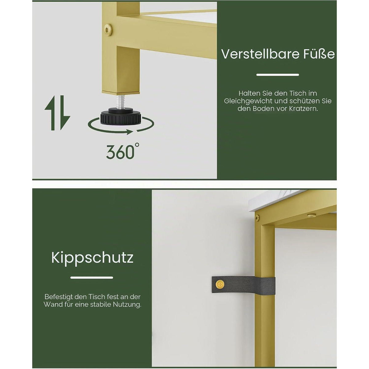 Moderner Konsolentisch mit Marmoroptik & Goldrahmen