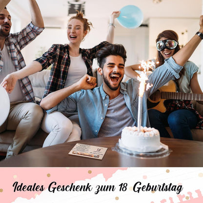 18. Geburtstag Geschenkset mit Reagenzglas & Holzkarte