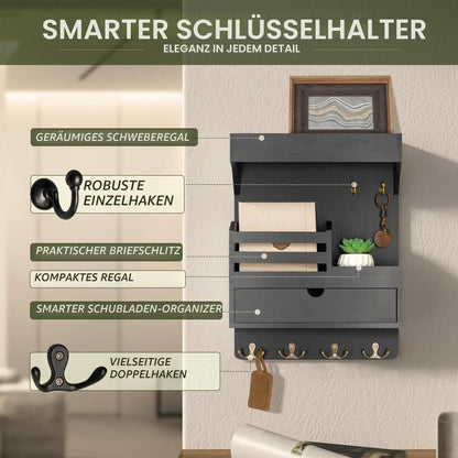 Moderner Schlüsselhalter mit Schublade und Wandregal