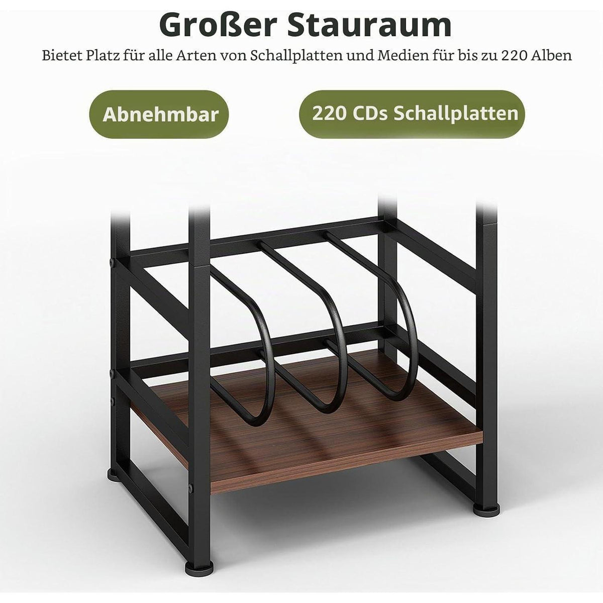 Plattenspieler-Ständer 3 Etagen | Beistelltisch für Schallplatten