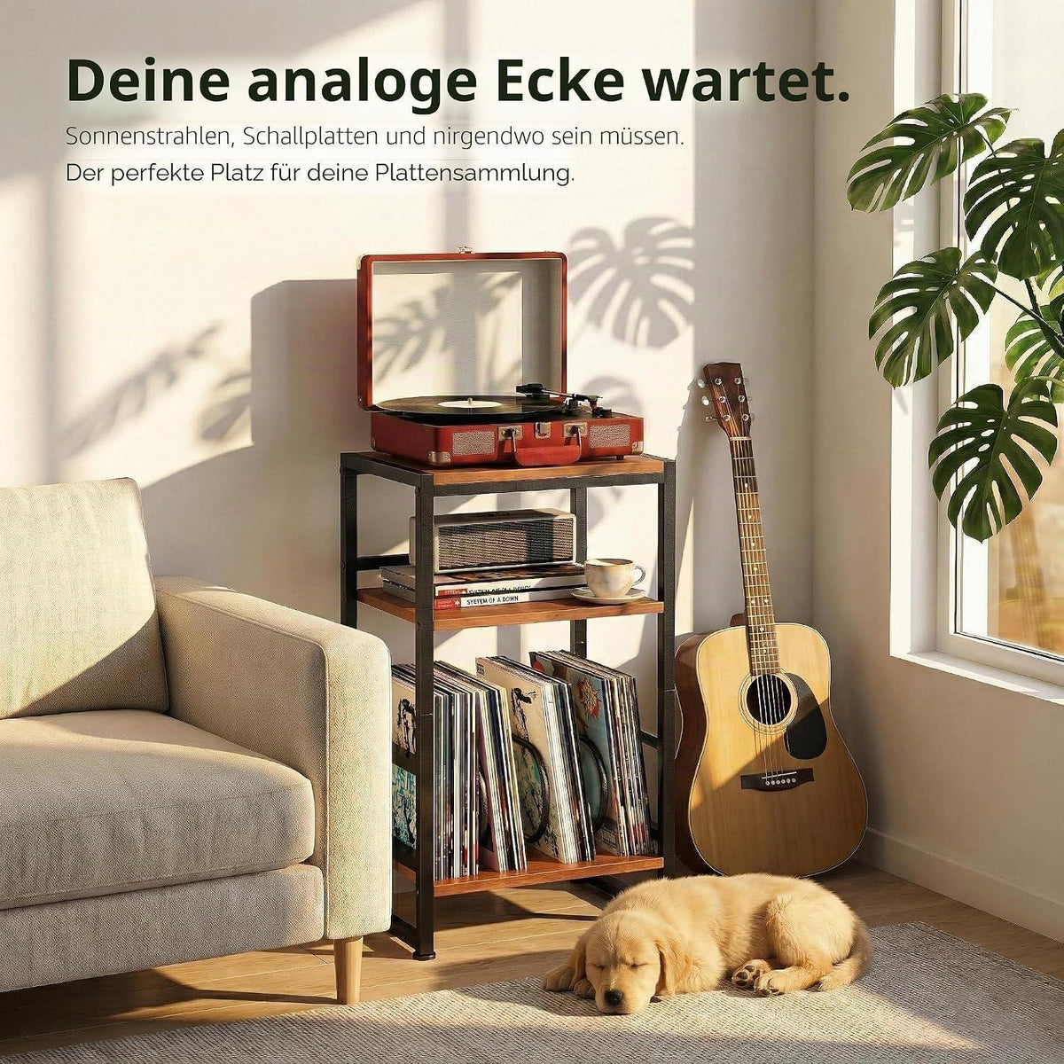 Plattenspieler-Ständer 3 Etagen | Beistelltisch für Schallplatten