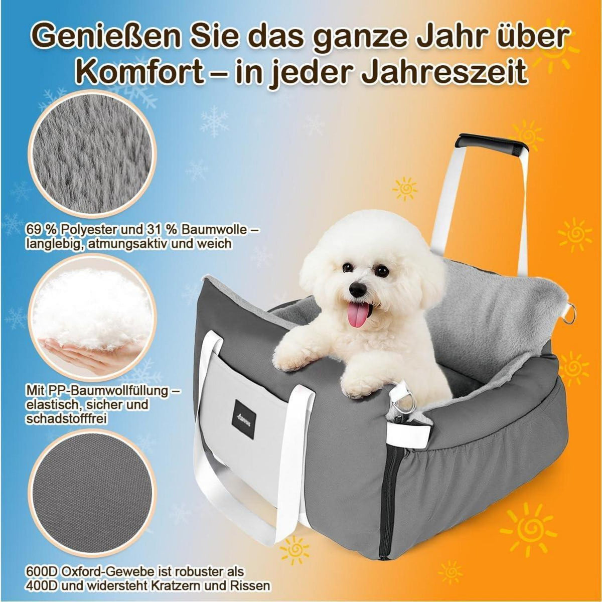3-in-1 Hundesitz Auto & Reisebett – Komfort & Sicherheit für kleine Hunde