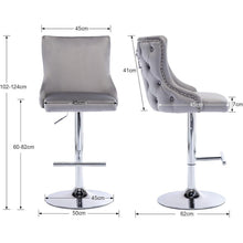 Samt Barhocker 2er Set, Höhenverstellbar & Modern