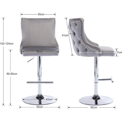 Samt Barhocker 2er Set, Höhenverstellbar & Modern