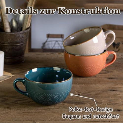 Große Keramiktasse 700ml - Kaffeebecher Schwarzgrün