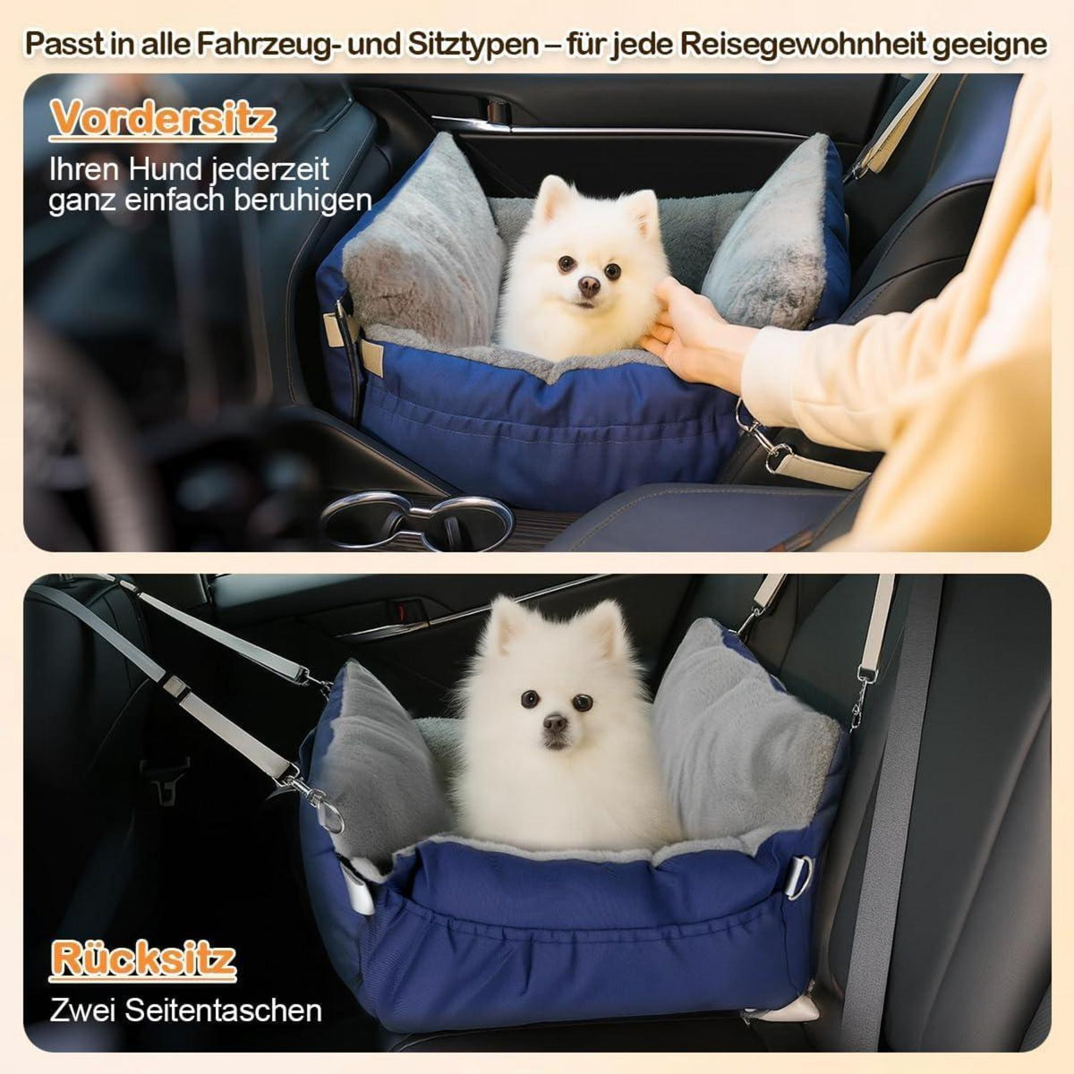 3-in-1 Hundesitz Auto & Reisebett – Komfort & Sicherheit für kleine Hunde