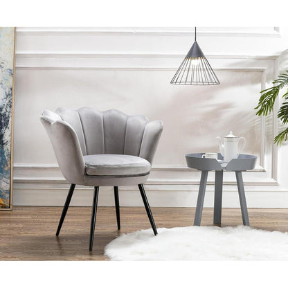 Samt Sessel Wohnzimmer mit Blumenform & Schwarz Beinen