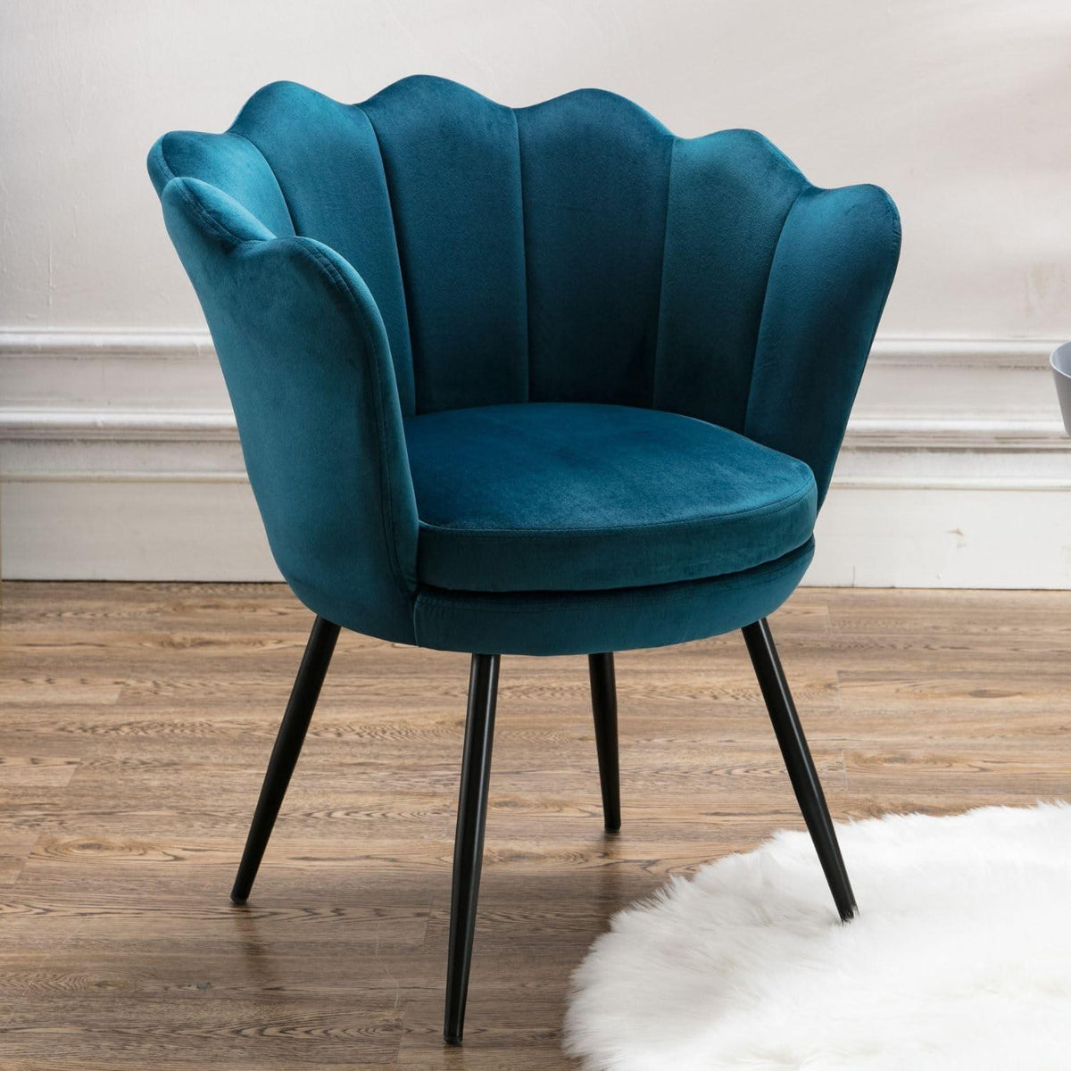 Samt-Armlehnstuhl Muschel Design – Teal Blau-Grün