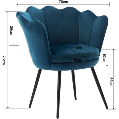 Samt-Armlehnstuhl Muschel Design – Teal Blau-Grün