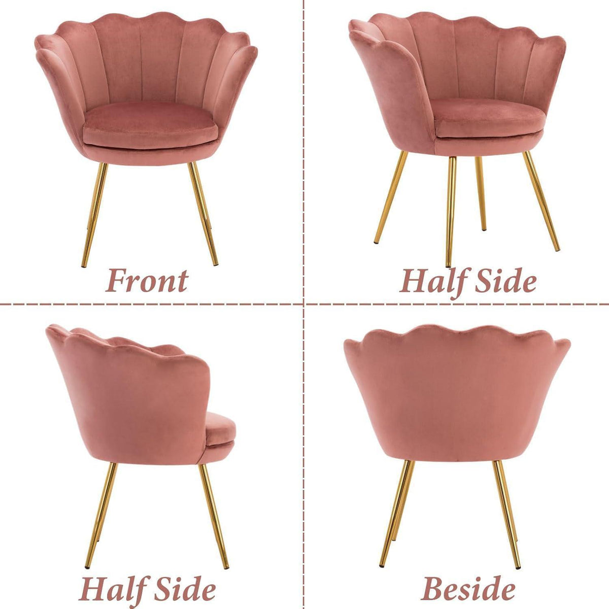 Samt Sessel Wohnzimmer mit Goldfuß & Blumenform Rosa