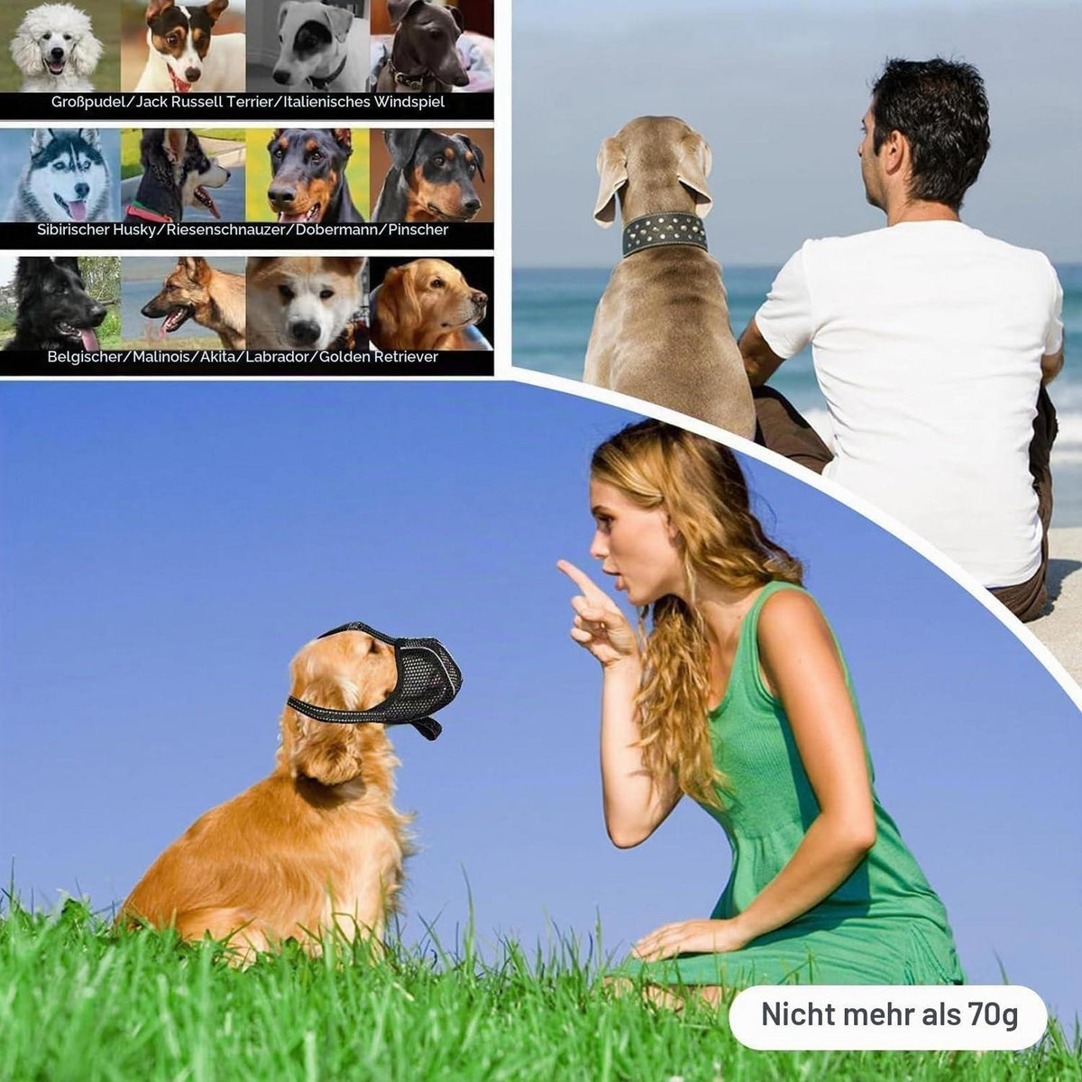Atmungsaktiver Hundemaulkorb – Verstellbar, Reflektierend, Größe M
