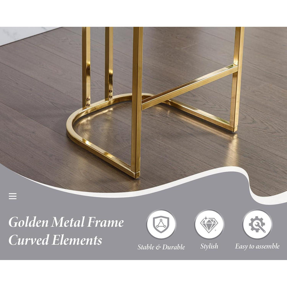 Barhocker Set Grau Samt mit goldenen Metallbeinen