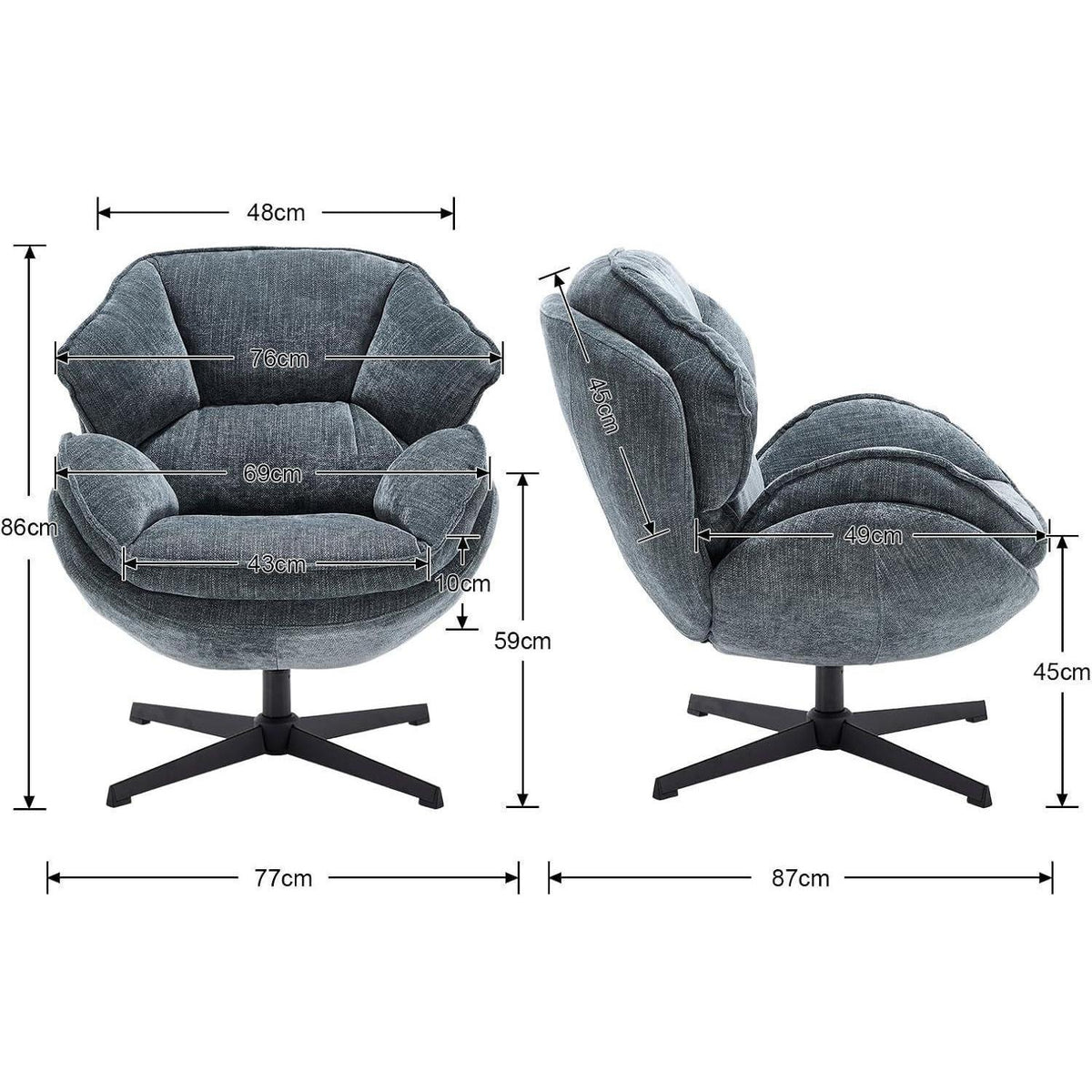 Drehbarer Loungesessel Blau – Chenille Gepolstert & Komfortabel
