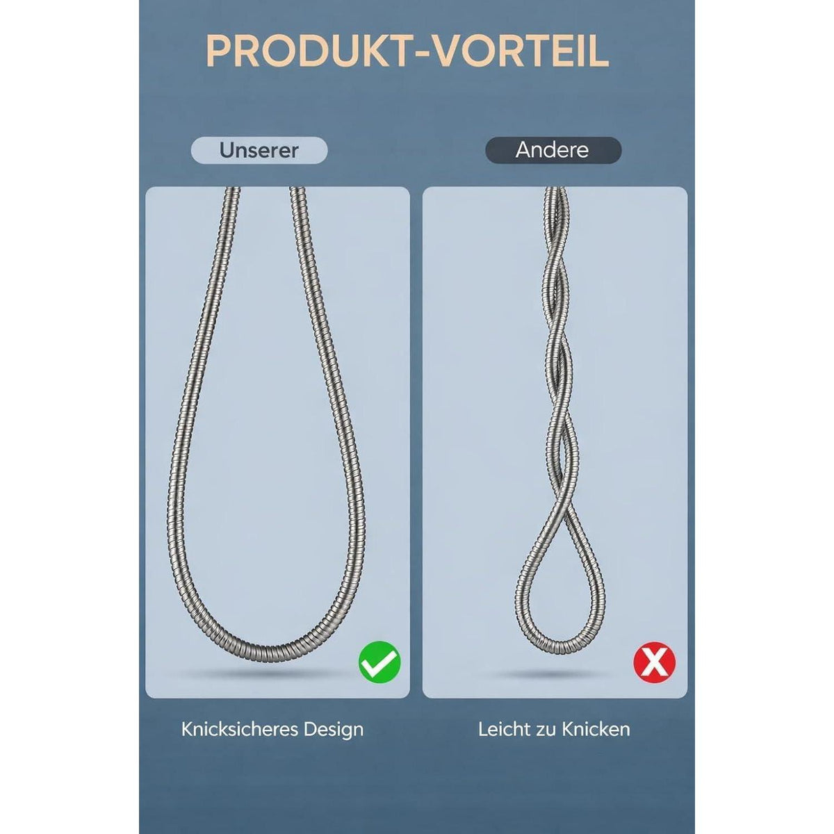Edelstahl Duschschlauch 1,5m mit Verdrehschutz und Knickschutz