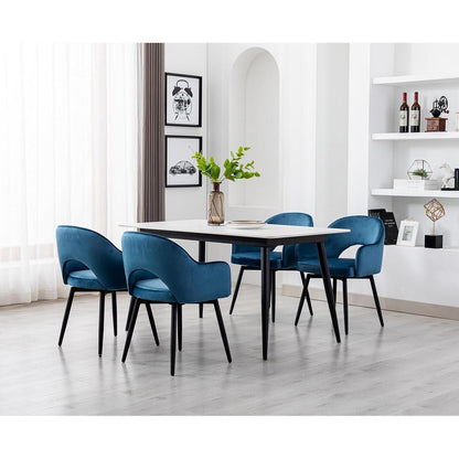 Drehbarer Samt Esszimmerstuhl mit Armlehnen – 2er Set, Blau