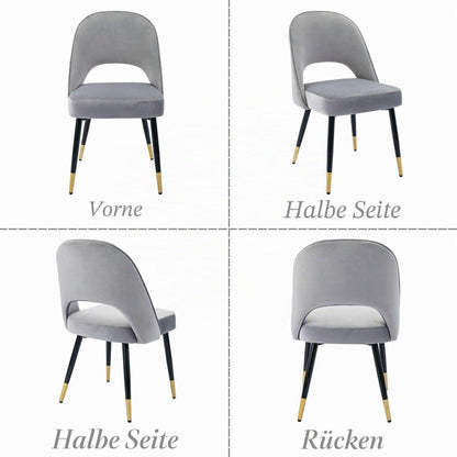 Ya-Home Esszimmerstühle 2er Set Grau, Polsterstuhl mit Metallbeinen