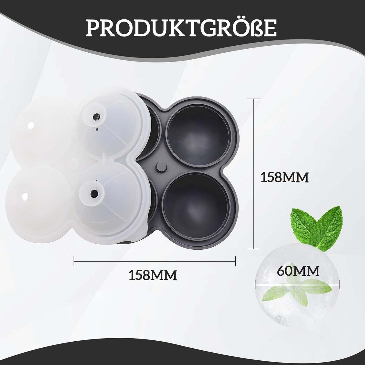 2er-Pack Silikon Eiswürfelform 6cm – Runde Eiswürfel für Drinks