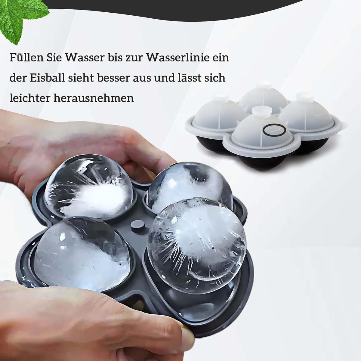2er-Pack Silikon Eiswürfelform 6cm – Runde Eiswürfel für Drinks