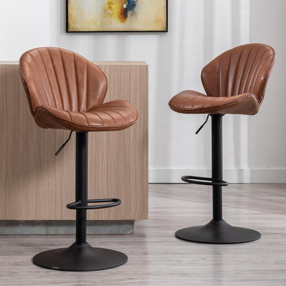 Verstellbarer Barhocker 2er Set Braun – & Komfort in Lederoptik