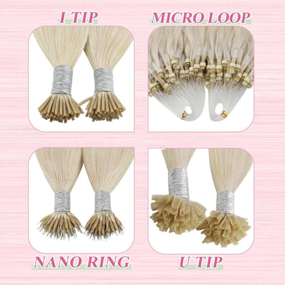 Echthaar Bondings Platinblond - 60cm, 50g, U-Tip