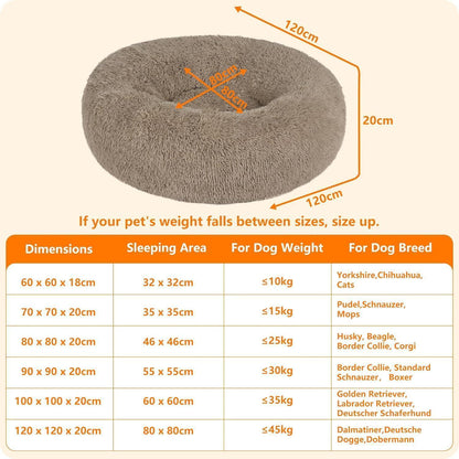 Orthopädisches Hundebett rund, Kamelbraun, 120 cm Ø