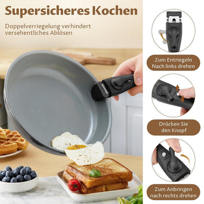 Keramik Topfset 17-teilig Dunkelgrau – Kochgeschirr Komplettset