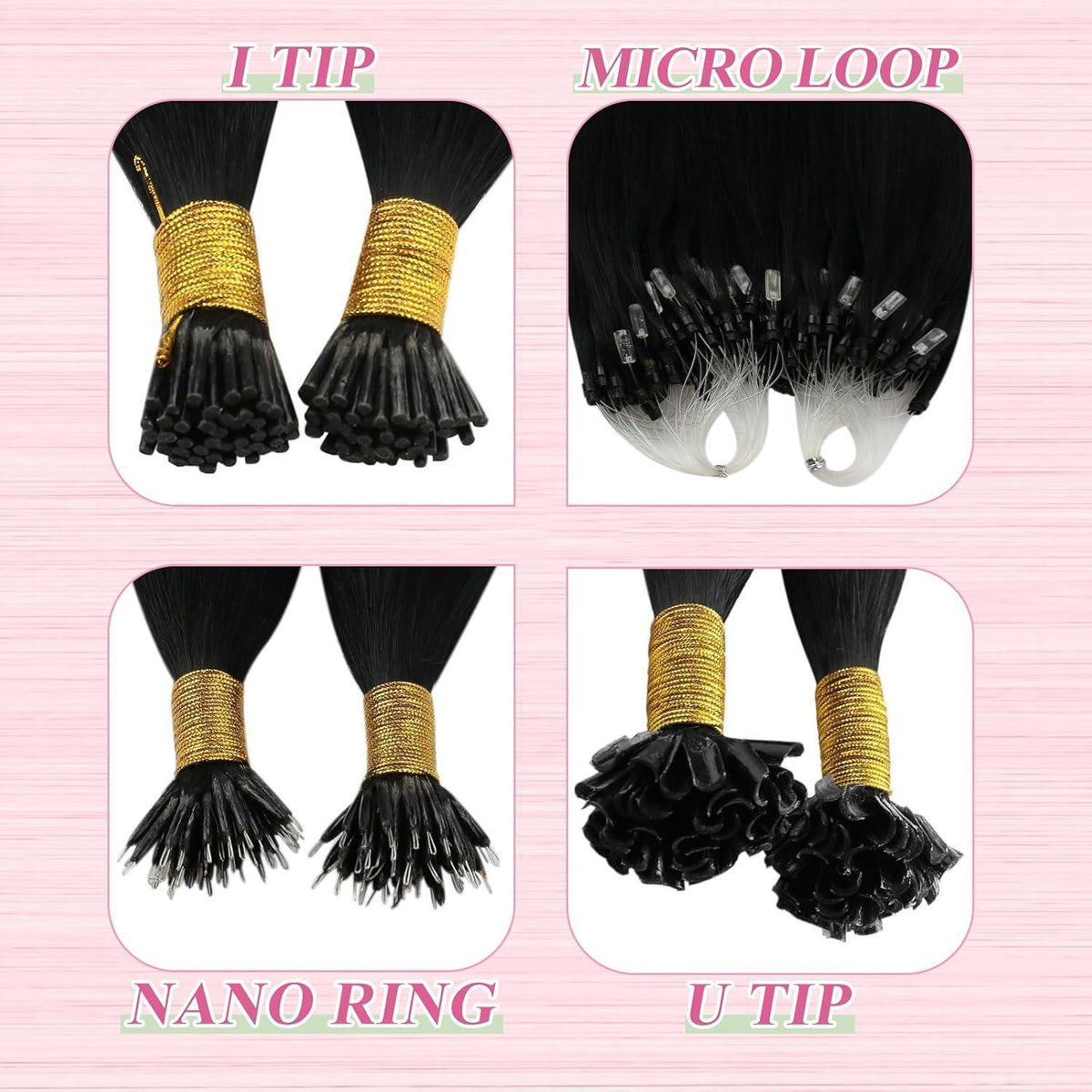 Echthaar Bonding Extensions Schwarz 60cm - 50g