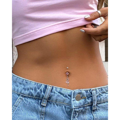 10er Set Bauchnabelpiercings mit Schmetterling und Schlange, Rosa Blau
