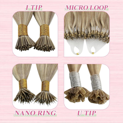 Echthaar Bonding Extensions Blond Highlights 60cm