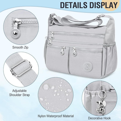 TEUEN Damen Crossbody Bag Groß Wasserdicht Nylon Schultertasche Medium