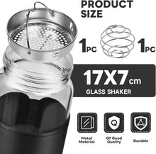 Protein Shaker Glas 16 Oz mit Sieb, Edelstahlkugel