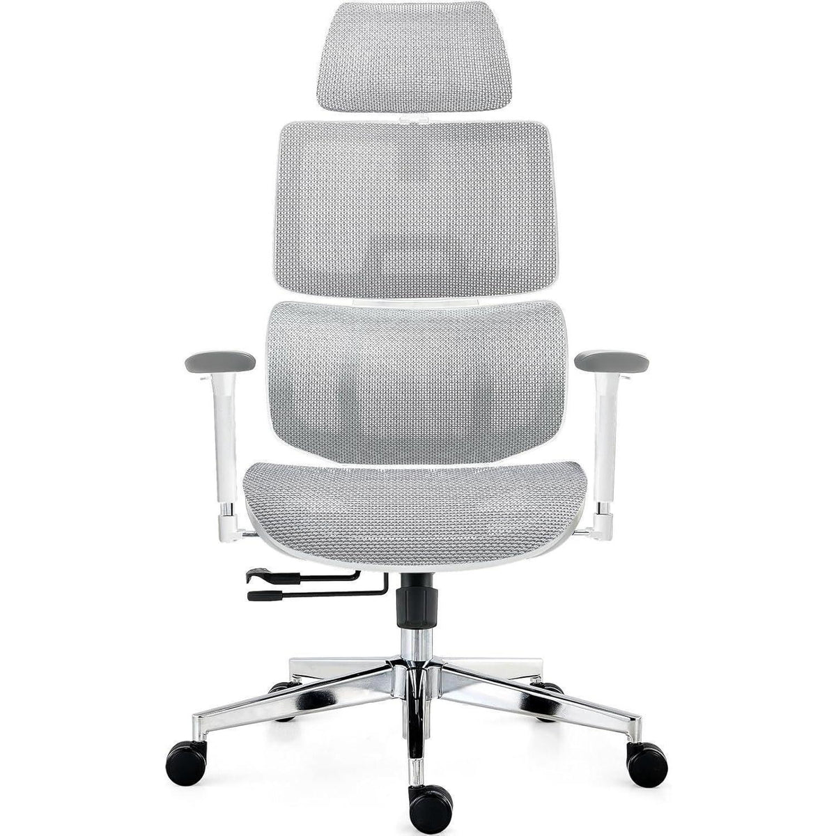 Ergonomischer Bürostuhl mit Lendenwirbelstütze, 150kg, Weiß