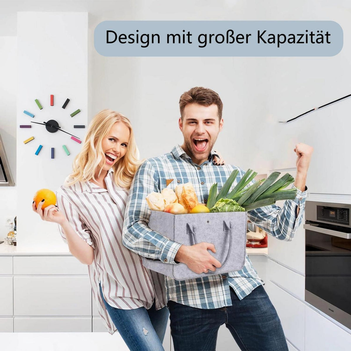 Filztasche Shopper – Faltbar, Rosa Grau, Große Kapazität