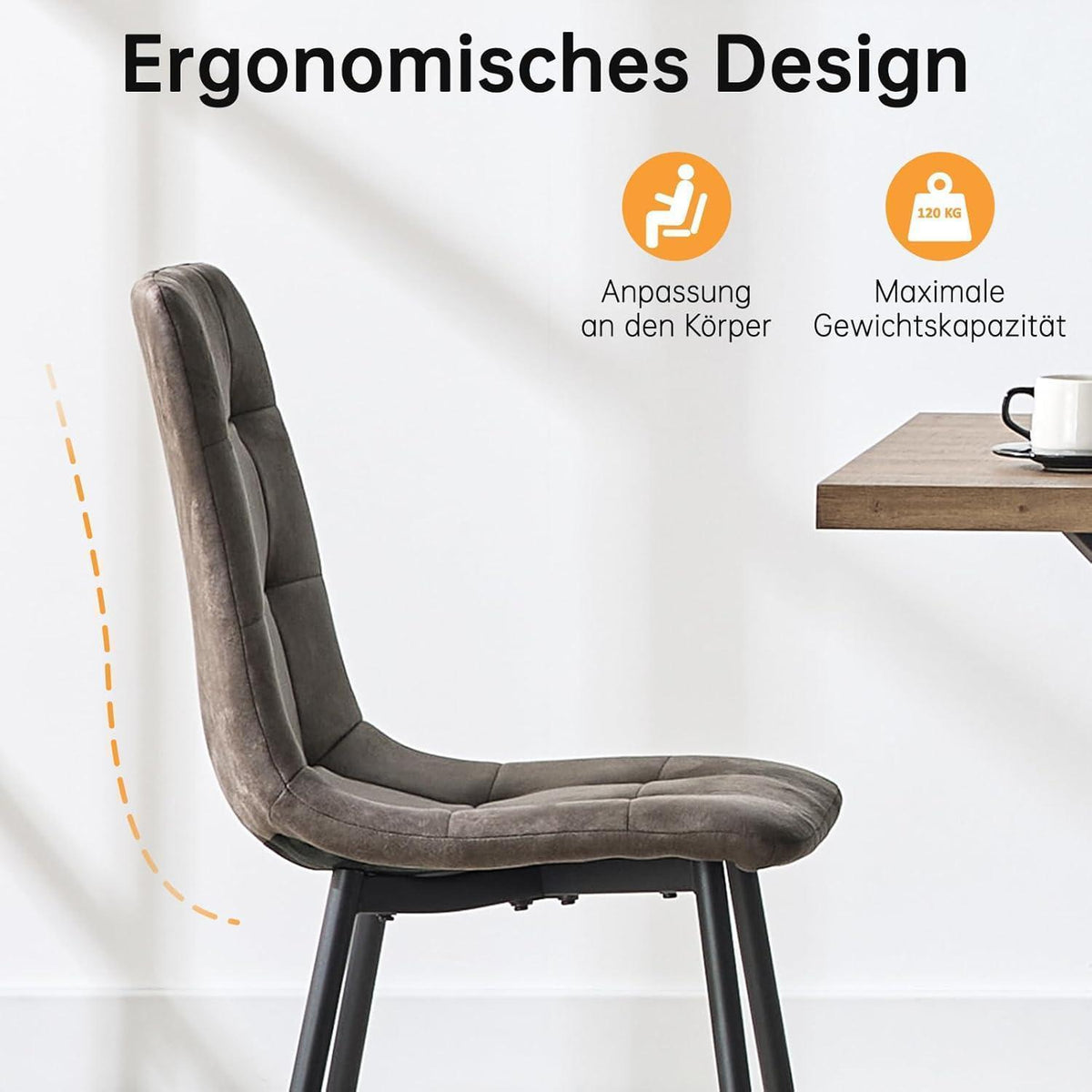 LEWE Esszimmerstühle 2er Set, Modernes Design, Dunkelbraun