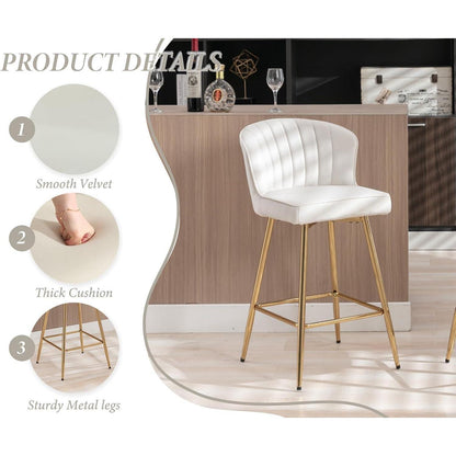 Barhocker Set 2er – Samt, Beige, Modern & Komfortabel