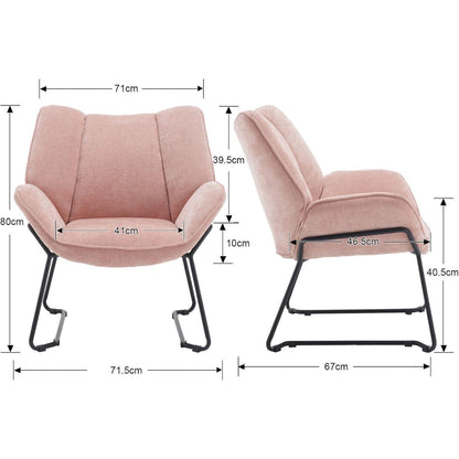 Rosa Chenille Ohrensessel – Modern & Bequem für Wohnzimmer