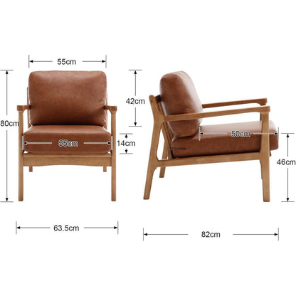 Vintage Sessel Braun – Wohnzimmer Loungesessel mit Holzgestell