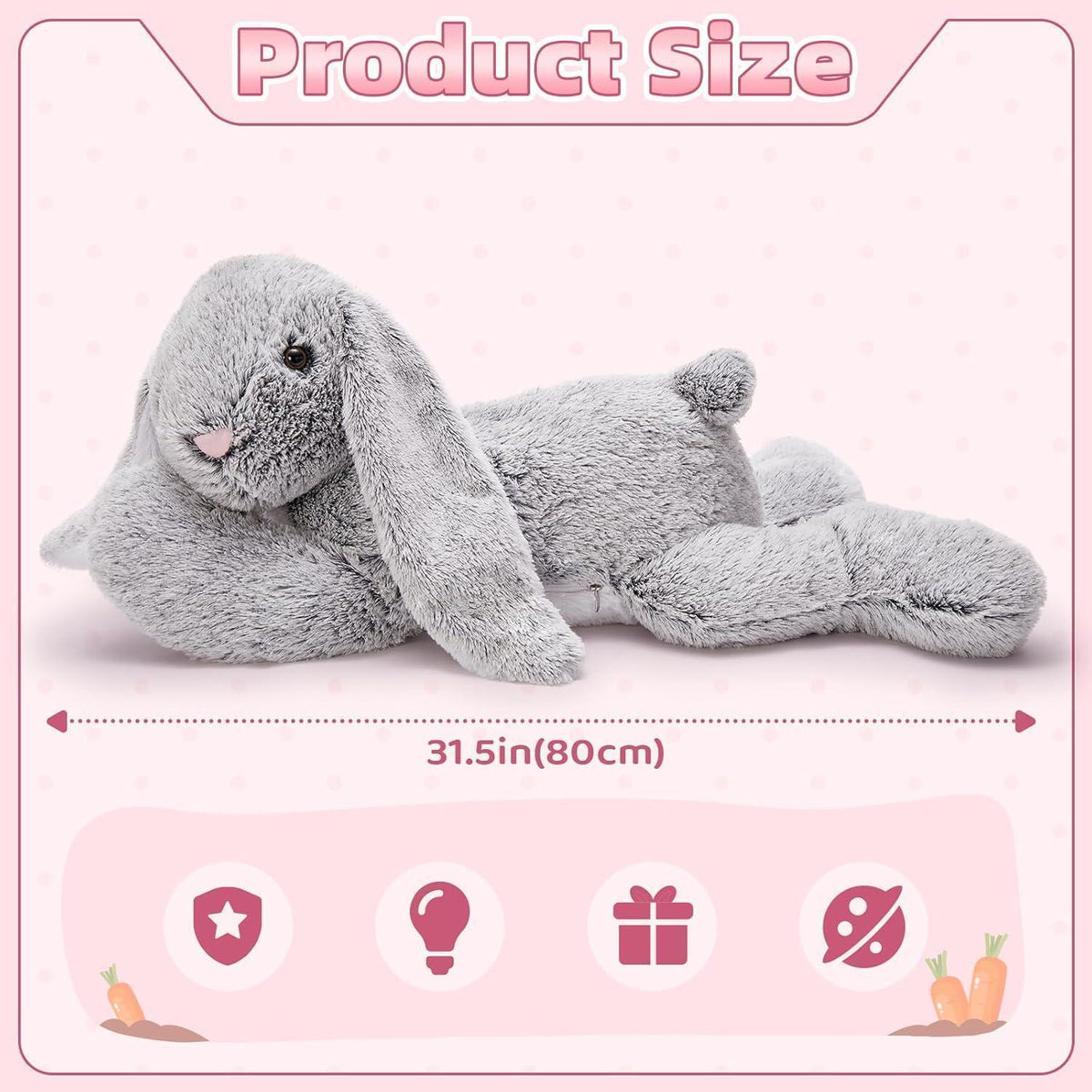 Riesiger Kuschelhase 80cm - Weiches Plüschtier für Kinder & Dekoration
