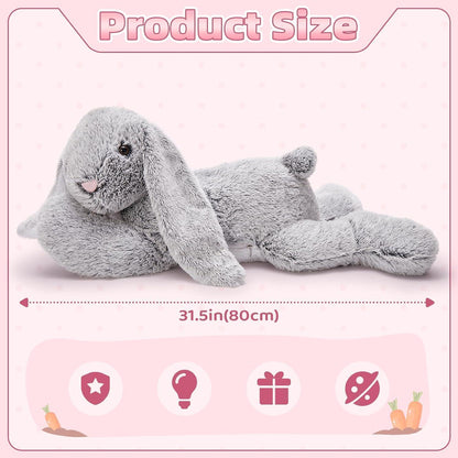 Riesiger Kuschelhase 80cm - Weiches Plüschtier für Kinder & Dekoration