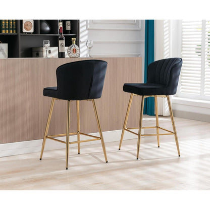 Barhocker Set 2er – Samt, Modern & Gepolstert Schwarz