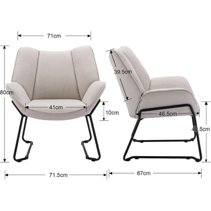 Moderner Ohrensessel mit Leinenbezug – Beige Wohnzimmer Sessel