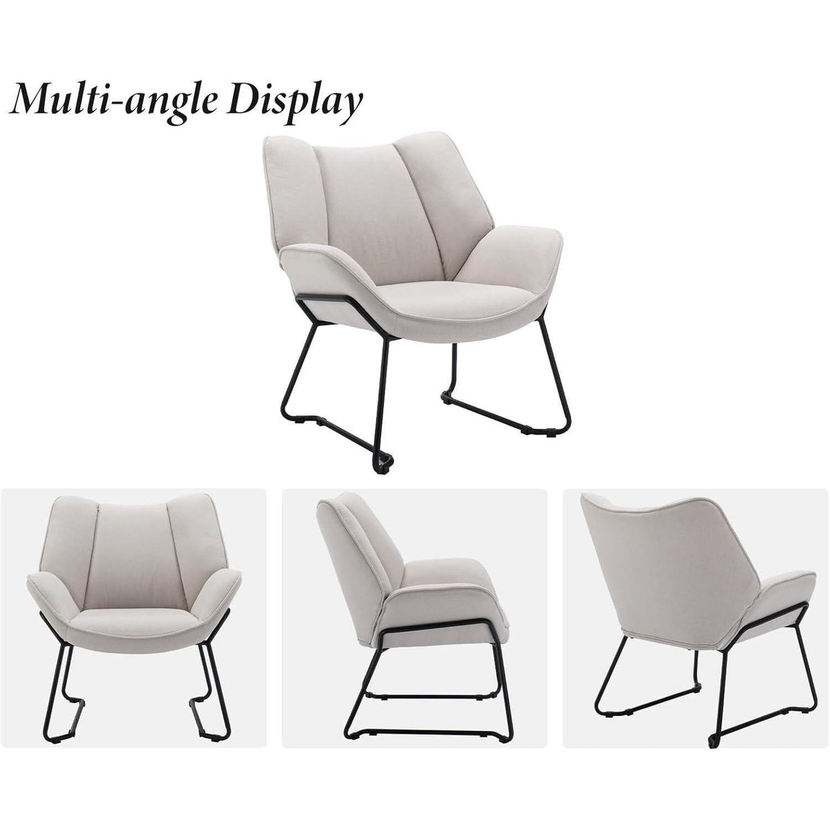 Moderner Ohrensessel mit Leinenbezug – Beige Wohnzimmer Sessel