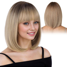 Blond Ombre Bob Perücke mit Pony – Kurze Damen Perücke
