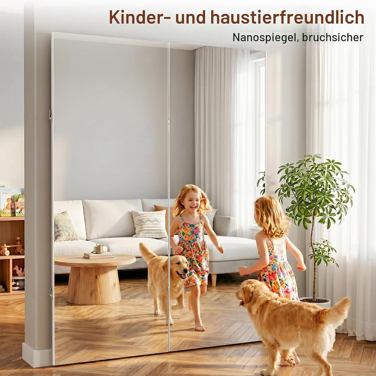 Faltbarer Ganzkörperspiegel 180x120cm – Bruchsicher & Platzsparend