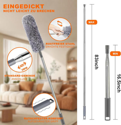 Teleskop Staubwedel Set Waschbar Lang Ausziehbar Mikrofaser