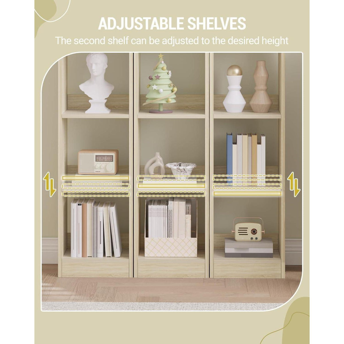6-stöckiges Bücherregal Eichenbeige – Würfelregal für Wohnzimmer