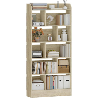 6-Fach Bücherregal Eichenbeige – Standregal 24x80x170 cm