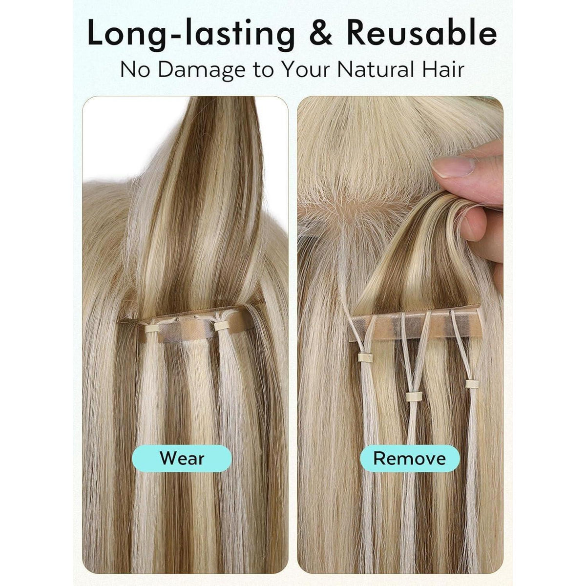Remy Haarverlängerung 46 cm Ombre Blond Double Weft